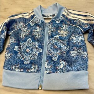 Adidas blue white paisley print sport zip up 3 months